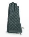 Portolano Diamond Quilted Cashmere-lined Zip Gloves In Iron Gry/silver