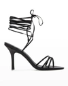 BLACK SUEDE STUDIO LEANDRA METALLIC ANKLE-TIE SANDALS,PROD247400323