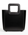Staud Shirley Mini Leather Tote Bag In Black