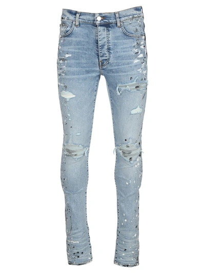 Amiri Distressed-effect Skinny Jeans In Blau