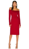 Alice And Olivia Dorinda Off The Shoulder Long Sleeve Knit Dress In Red