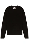 Schott Ribbed Wool Crewneck Sweater In Black