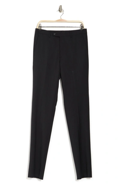 John Varvatos Black Solid Flat Front Pants