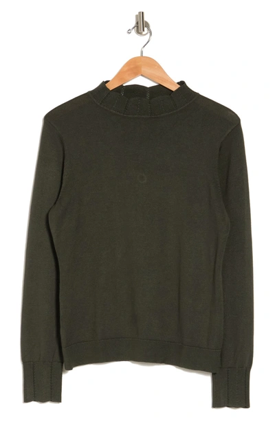 By Design Scallop Mock Neck Sweater In Rifle Green