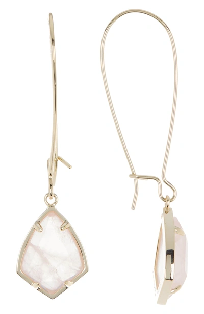 Kendra Scott Carrine Earrings In Rose Quartz/ Gold