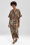 NATORI LUXE LEOPARD CAFTAN DRESS,H70154-BLACK RED COMBO-L