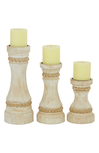 Willow Row Cream Wood Farmhouse Candle Holder