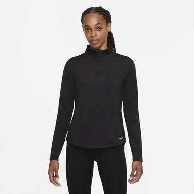 Nike One Therma-fit Standard Long-sleeve Half Zip Top In Black In Black/white