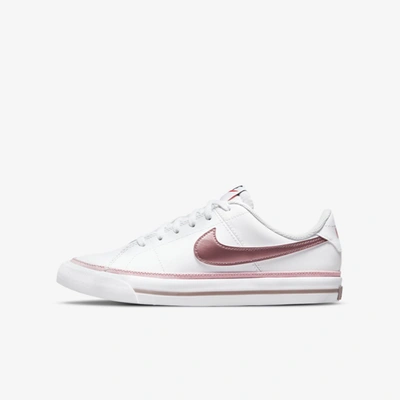 Nike Court Legacy Big Kids' Shoes In White,light Violet Ore,pink Glaze