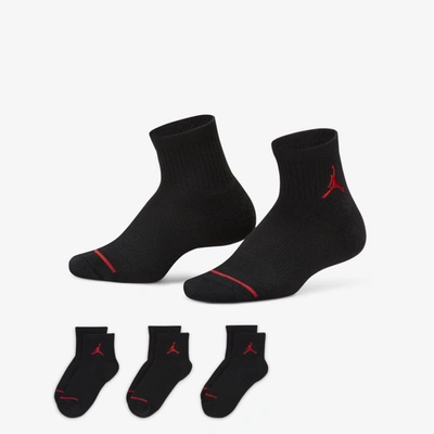 Jordan Big Kids' Jumpman Quarter-length Socks (3 Pairs) In Multi-color,black