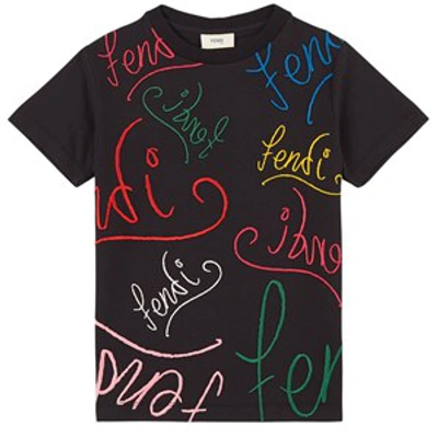 Fendi Babies' Boys Black Cotton Logo T-shirt