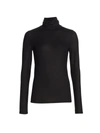 Majestic Soft Touch Metallic Turtleneck Sweater In Black