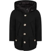 Woolrich Black Jacket For Boy With Logo In Black