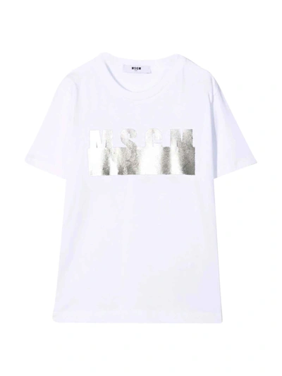 Msgm Moschino Kids Unisex White T-shirt In Bianco