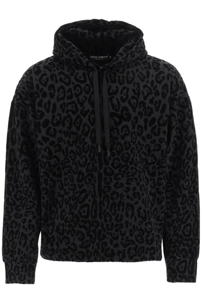 DOLCE & GABBANA FLOCKED LEOPARD HOODIE