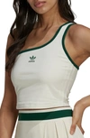 Adidas Originals One-shoulder Crop Tank In Off White