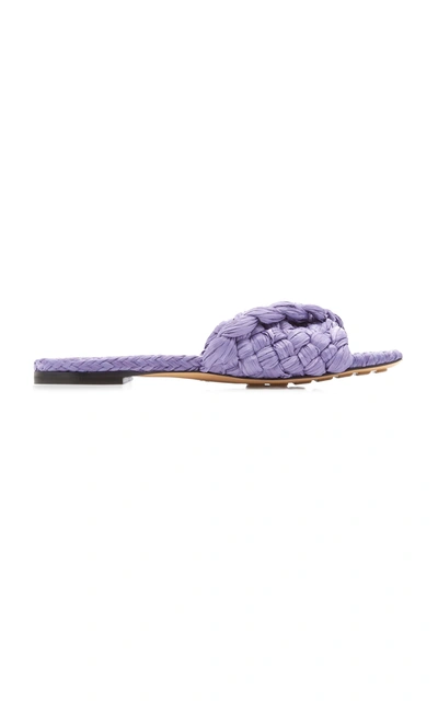 Bottega Veneta Woven Raffia Sandals In Purple