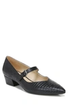 Naturalizer Florencia Croc Embossed Pointed Toe Flat In Black Lizard