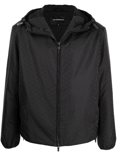Emporio Armani Zip-up Hooded Jacket In Schwarz