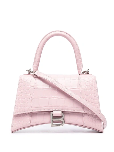 Balenciaga Small Hourglass Tote Bag In Rosa