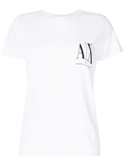 Armani Exchange Logo Print T-shirt In Weiss