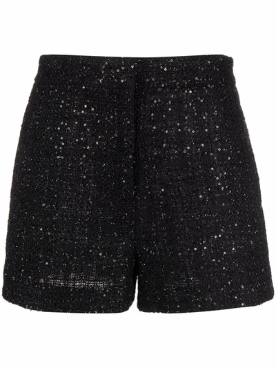 Maje Womens Noir / Gris Inatella Sequinned High-rise Tweed Shorts 8 In Black