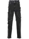 Eckhaus Latta El Frayed Raw Edge High Waist Jeans In Schwarz