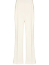 Casablanca High-waisted Straight Leg Trousers In White