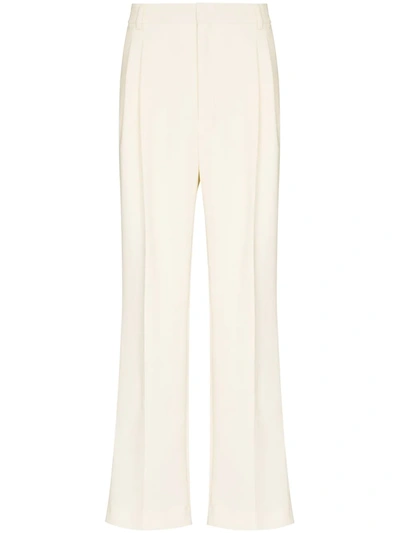 Casablanca High-waisted Straight Leg Trousers In White