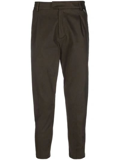 Low Brand Cropped Straight-leg Chinos In Grün