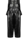 Yohji Yamamoto Faux Leather Dungarees In Schwarz
