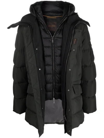 Moorer Padded Hooded Down Coat In Black