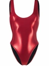 Saint Laurent Metallic Lamé Jersey Sleeveless Body In Red