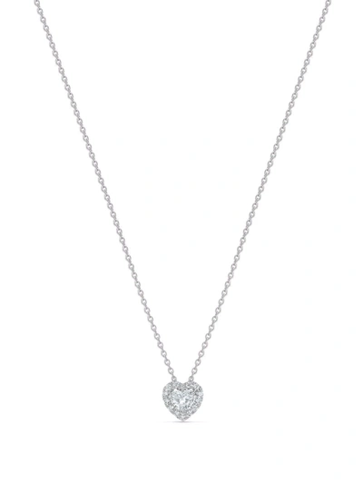 De Beers Jewellers 18kt White Gold Aura Heart-shaped Diamond Pendant Necklace In Silber