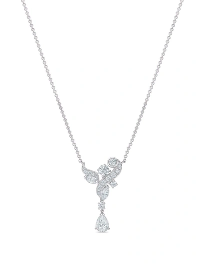 De Beers Jewellers 18kt White Gold Adonis Rose Diamond Pendant Necklace In Silber
