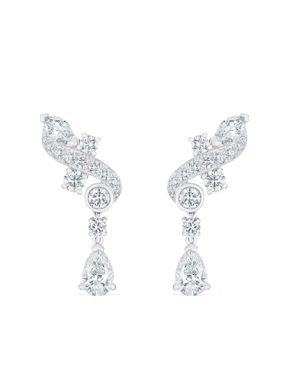 De Beers Jewellers 18kt White Gold Adonis Rose Diamond Climber Earrings In Silber