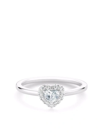 De Beers Jewellers Platinum Aura Heart-shaped Diamond Ring In Silber