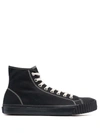 Maison Margiela Black Canvas Tabi High-top Sneakers In Schwarz