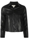 L Agence Janelle Glittered Coated Denim Jacket In Schwarz