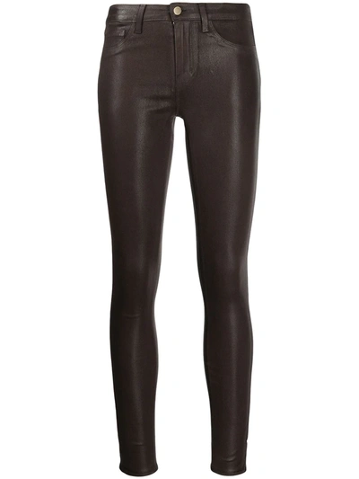 L Agence Margot Cropped Coated High-rise Skinny Jeans In Black
