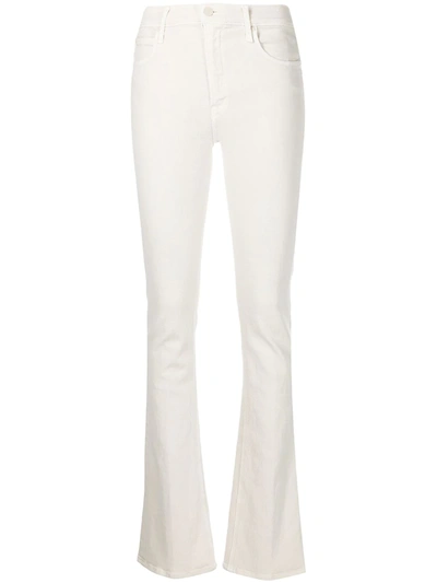Mother The Weekender Fray Flared Jeans In White