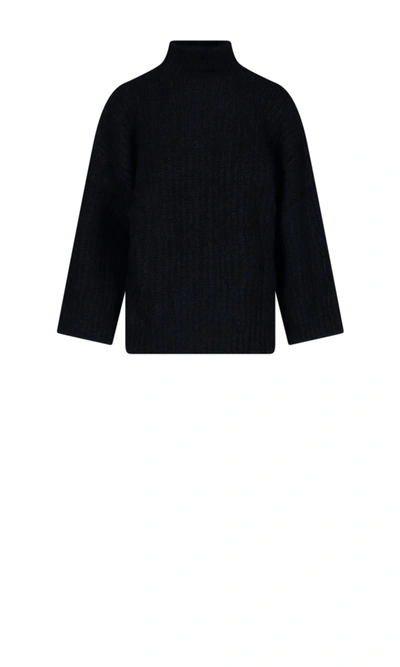 Apc Emma High-neck Ribbed Alpaca-blend Sweater In Black