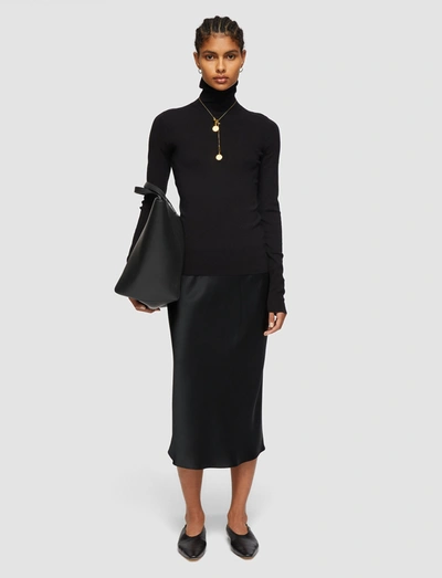 Joseph Silk Stretch High Neck Jumper In Camel