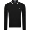 Fred Perry Authentic Long Sleeved Twin Tipped Polo Black In Black