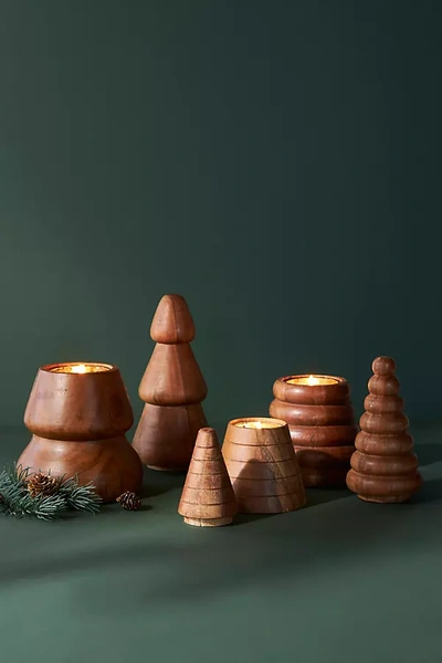 Anthropologie Wooden Tree Candle By  In Brown Size L In Brown