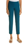 Eileen Fisher Stretch Crepe Slim Ankle Pants In Blue Spruce