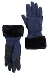 Ugg Genuine Dyed Shearling Trim Tech Gloves In New Navy