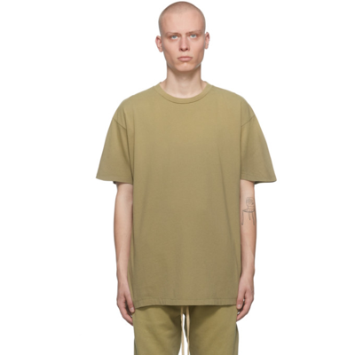 Fear Of God Military Green Cotton Crewneck T-shirt In Beige