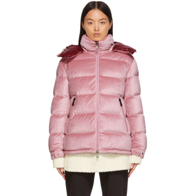 Moncler Holostee Quilted Velvet Jacket In 523 Pink