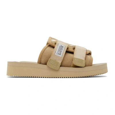 Suicoke Moto Cab Nylon Dual-buckle Sandals In Beige